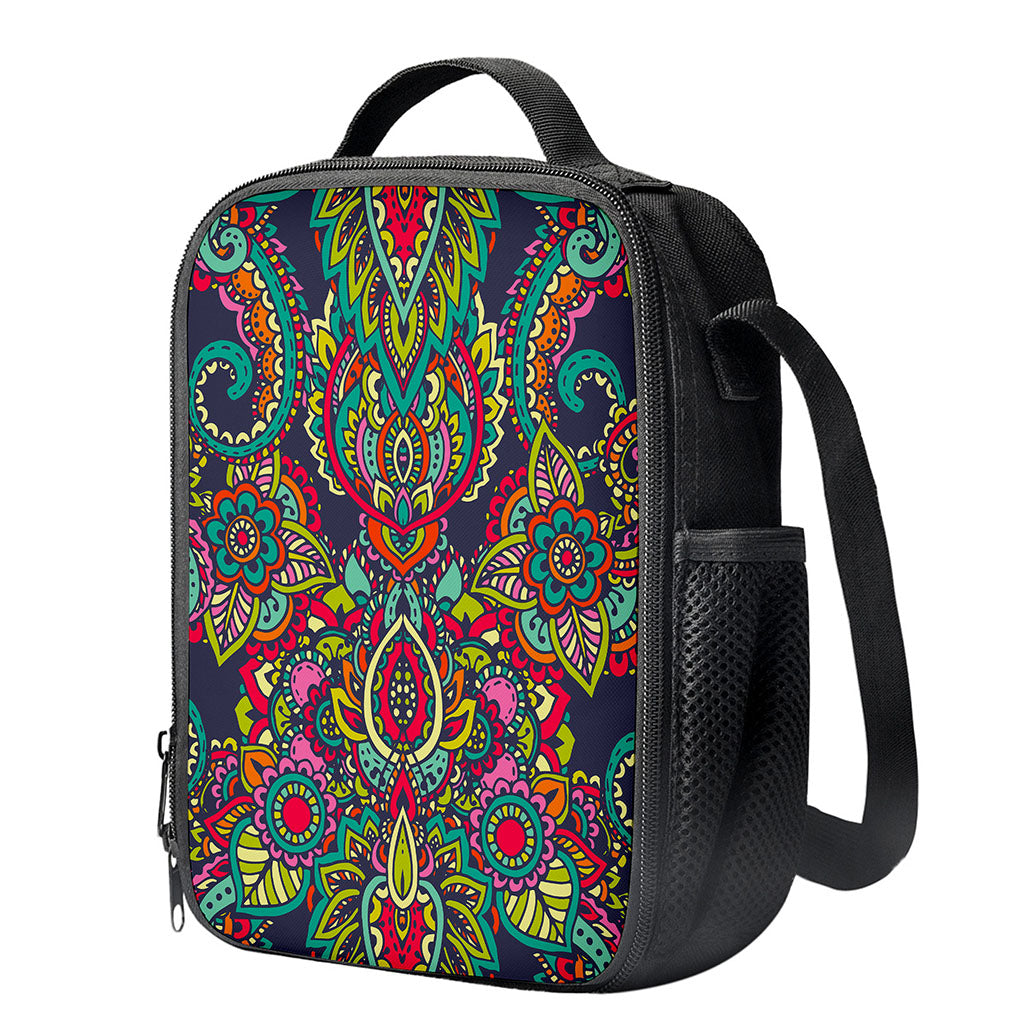 Colorful Floral Mandala Print Crossbody Lunch Bag