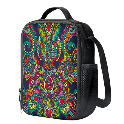 Colorful Floral Mandala Print Crossbody Lunch Bag