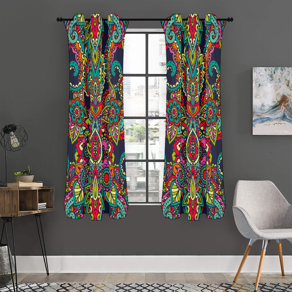 Colorful Floral Mandala Print Curtain
