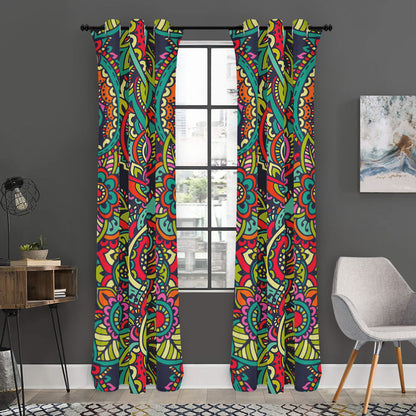 Colorful Floral Mandala Print Curtain