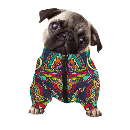 Colorful Floral Mandala Print Dog Zip Up Jacket