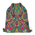 Colorful Floral Mandala Print Drawstring Bag