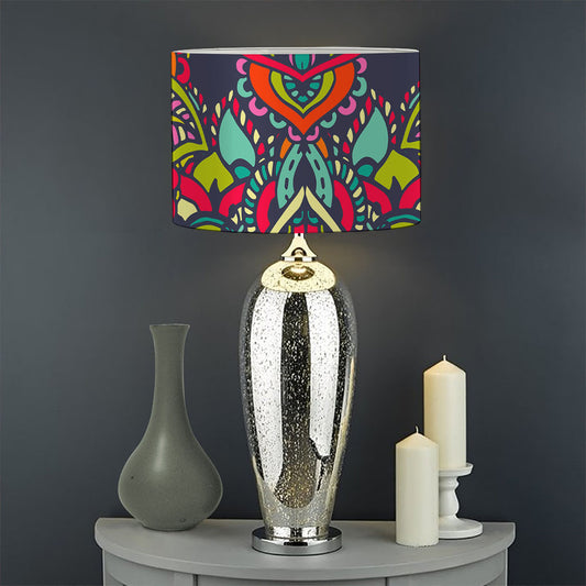 Colorful Floral Mandala Print Drum Lamp Shade