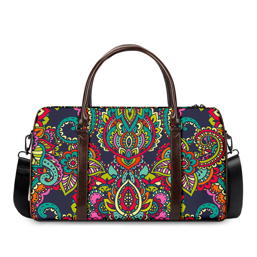 Colorful Floral Mandala Print Duffle Bag