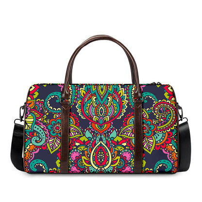 Colorful Floral Mandala Print Duffle Bag