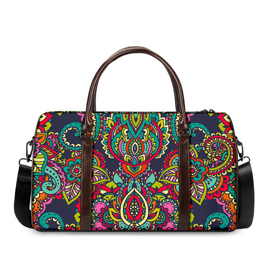 Colorful Floral Mandala Print Duffle Bag