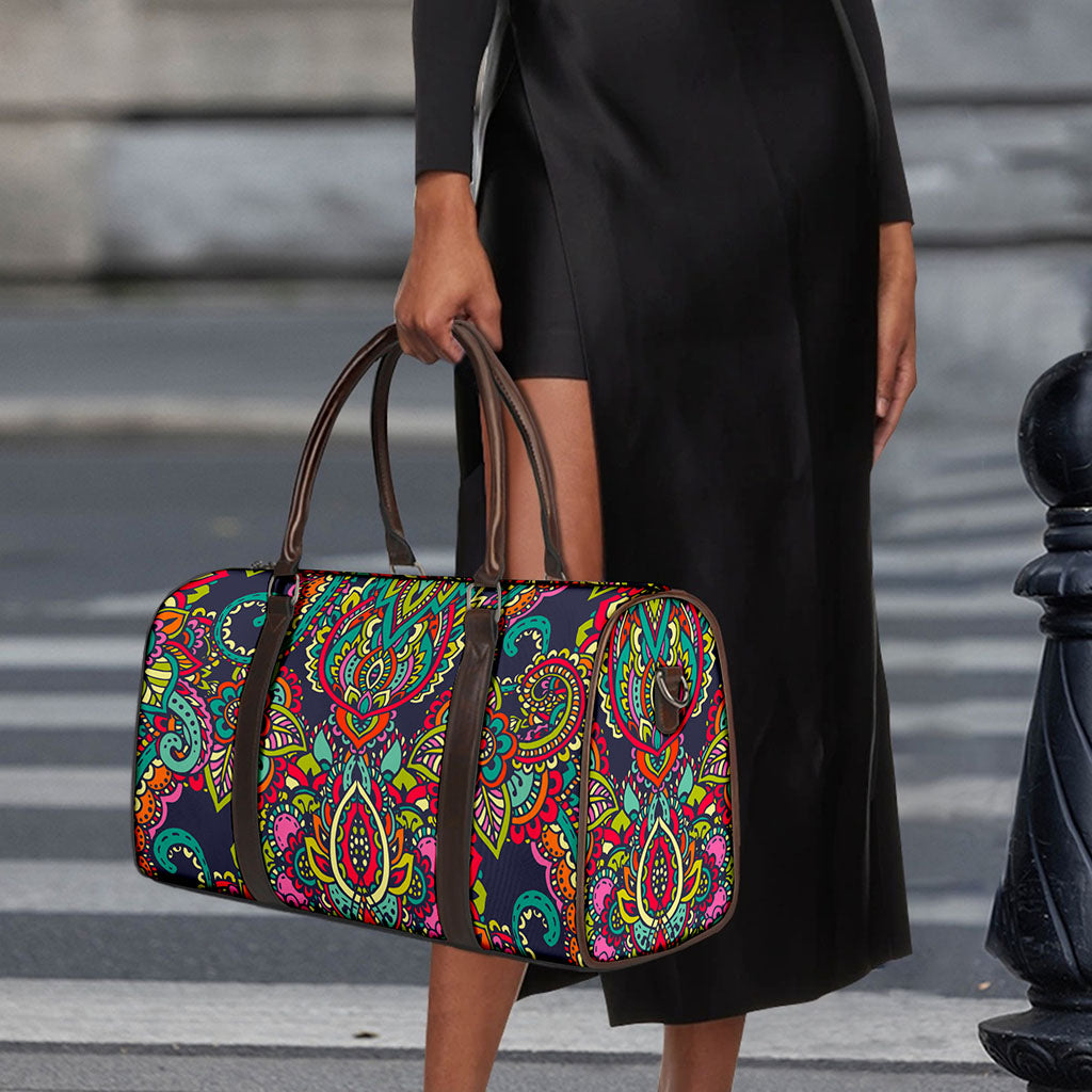 Colorful Floral Mandala Print Duffle Bag