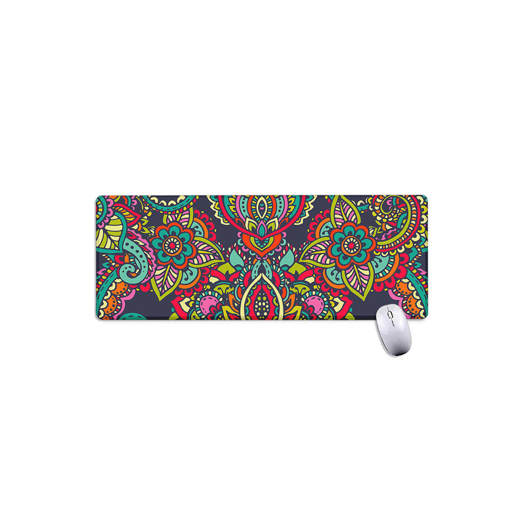 Colorful Floral Mandala Print Extended Mouse Pad
