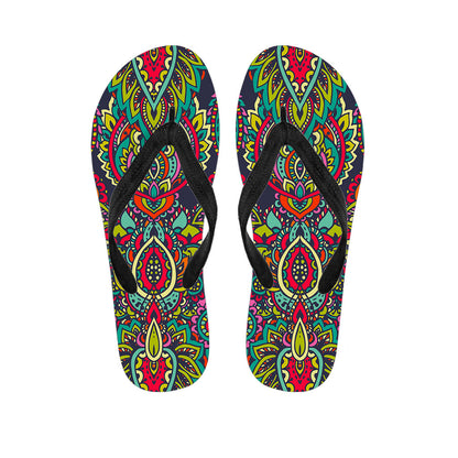 Colorful Floral Mandala Print Flip Flops