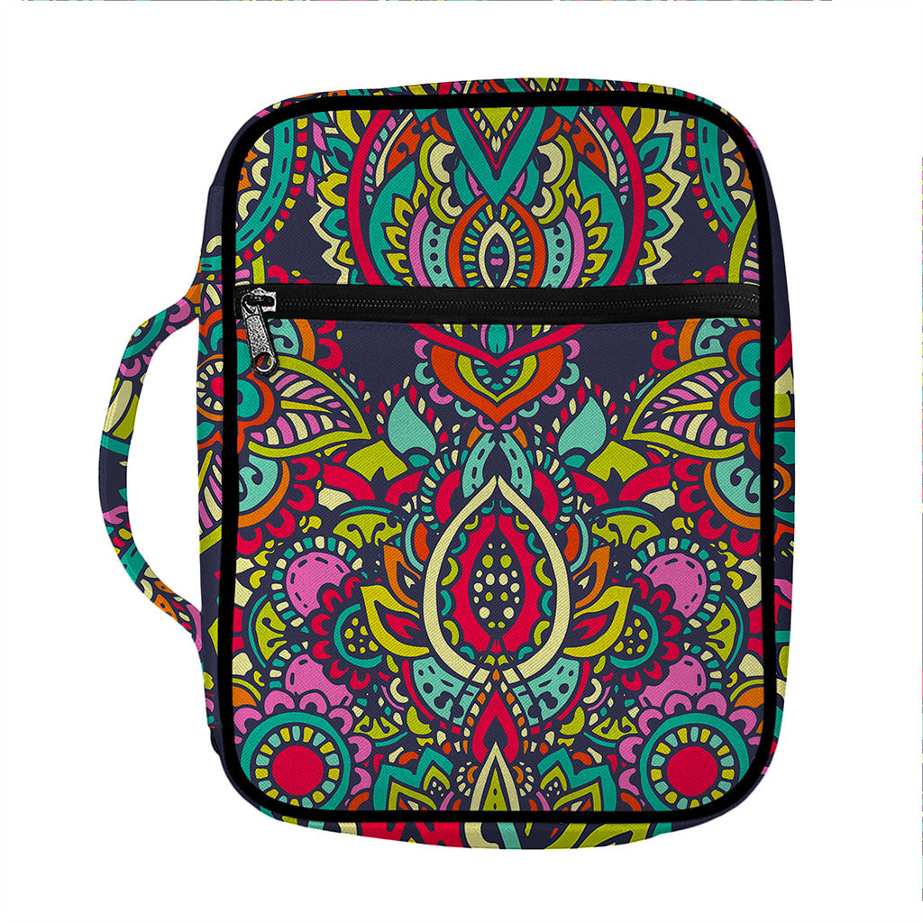 Colorful Floral Mandala Print Front Pocket Bible Bag