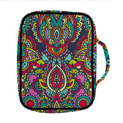 Colorful Floral Mandala Print Front Pocket Bible Bag