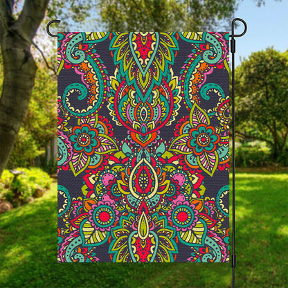 Colorful Floral Mandala Print Garden Flag