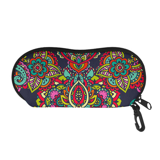 Colorful Floral Mandala Print Glasses Case
