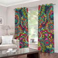 Colorful Floral Mandala Print Grommet Curtains