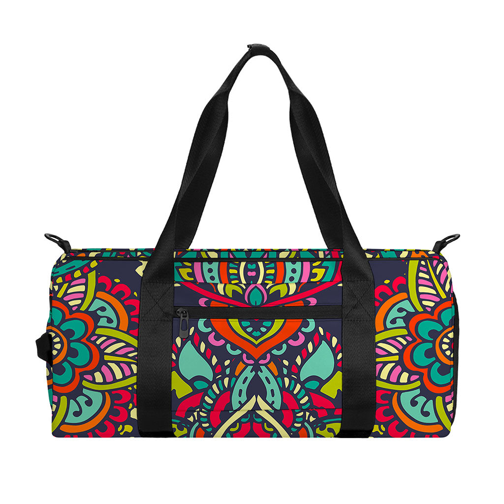 Colorful Floral Mandala Print Gym Bag
