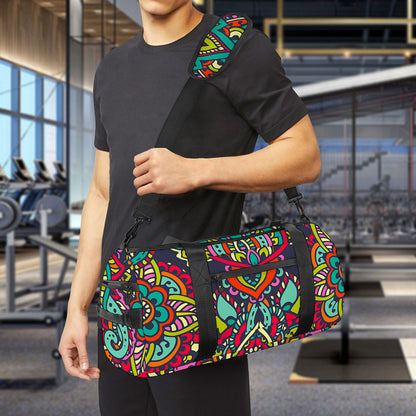 Colorful Floral Mandala Print Gym Bag