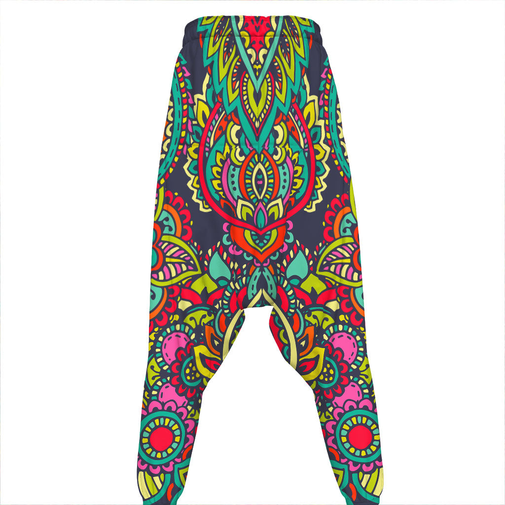 Colorful Floral Mandala Print Hammer Pants