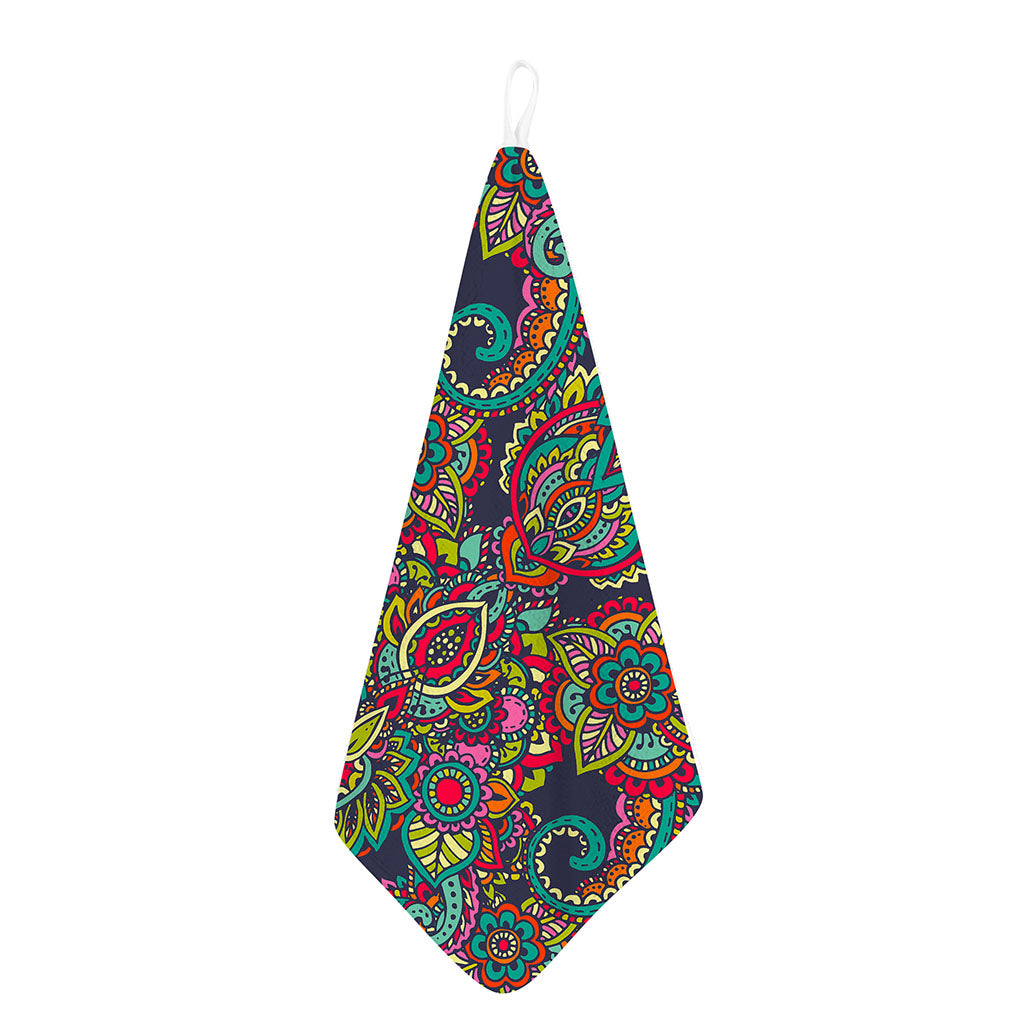Colorful Floral Mandala Print Hand Towel