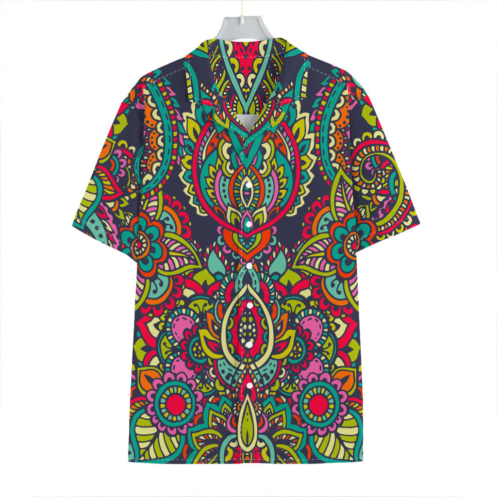 Colorful Floral Mandala Print Hawaiian Shirt