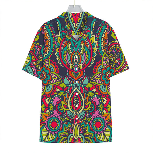 Colorful Floral Mandala Print Hawaiian Shirt