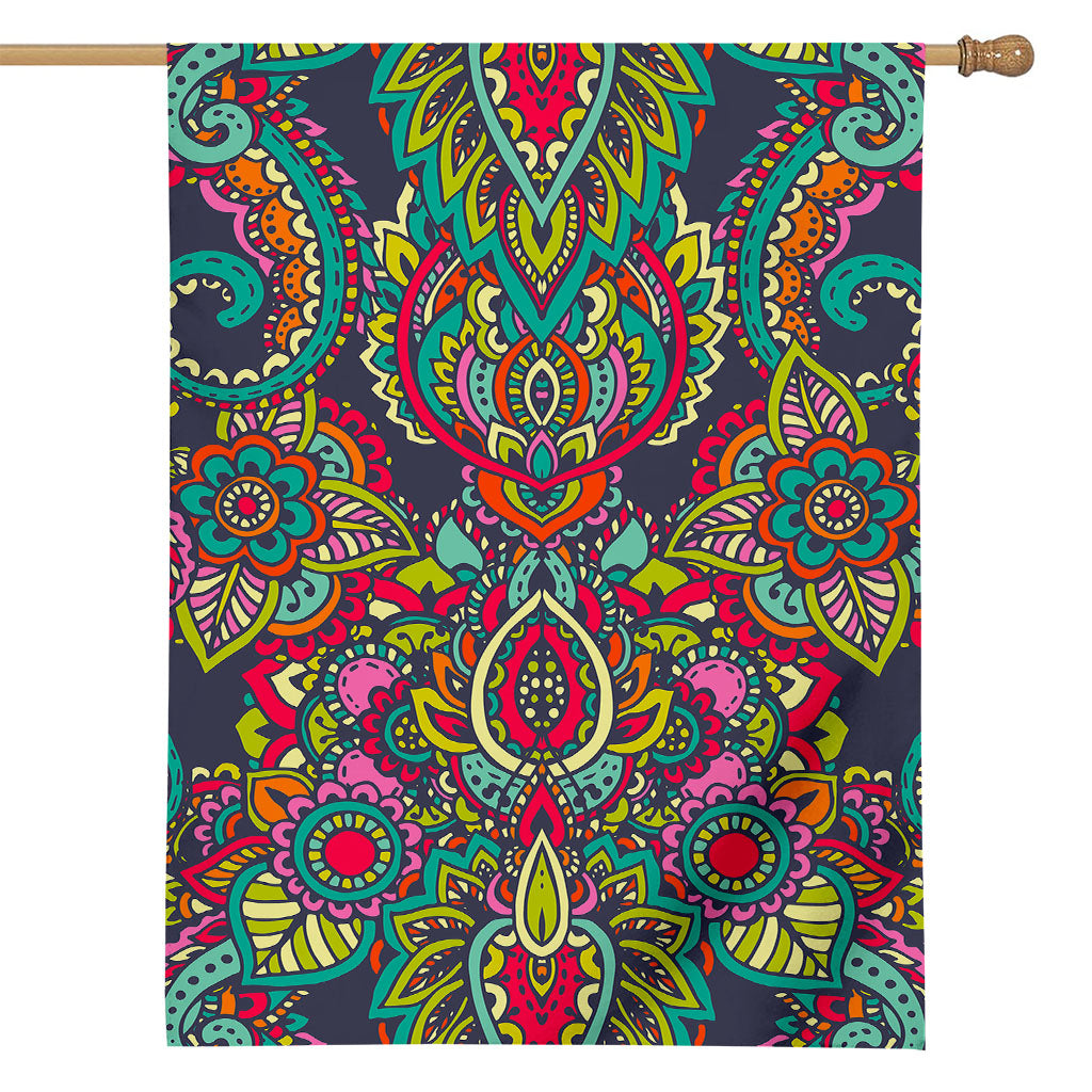 Colorful Floral Mandala Print House Flag