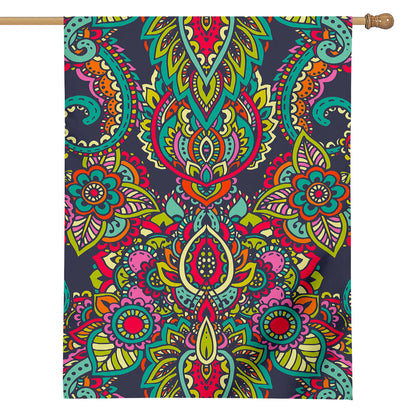 Colorful Floral Mandala Print House Flag