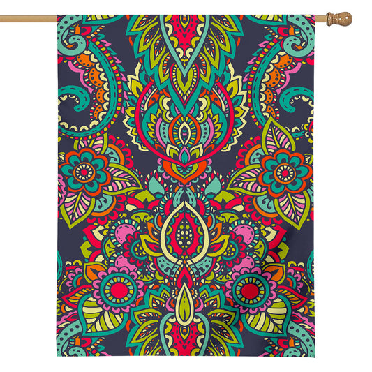 Colorful Floral Mandala Print House Flag