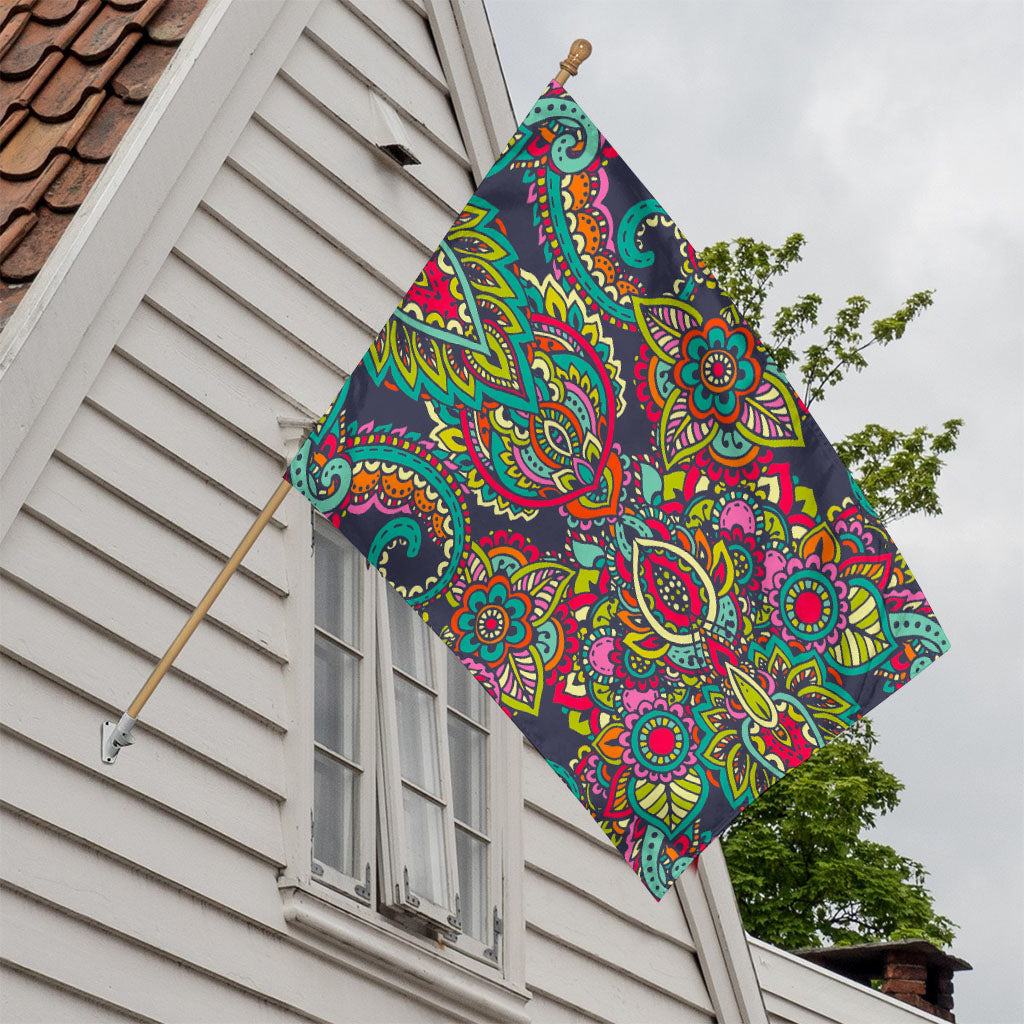 Colorful Floral Mandala Print House Flag