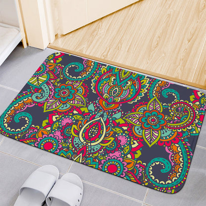 Colorful Floral Mandala Print Indoor Door Mat