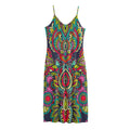 Colorful Floral Mandala Print Jersey Midi Cami Dress
