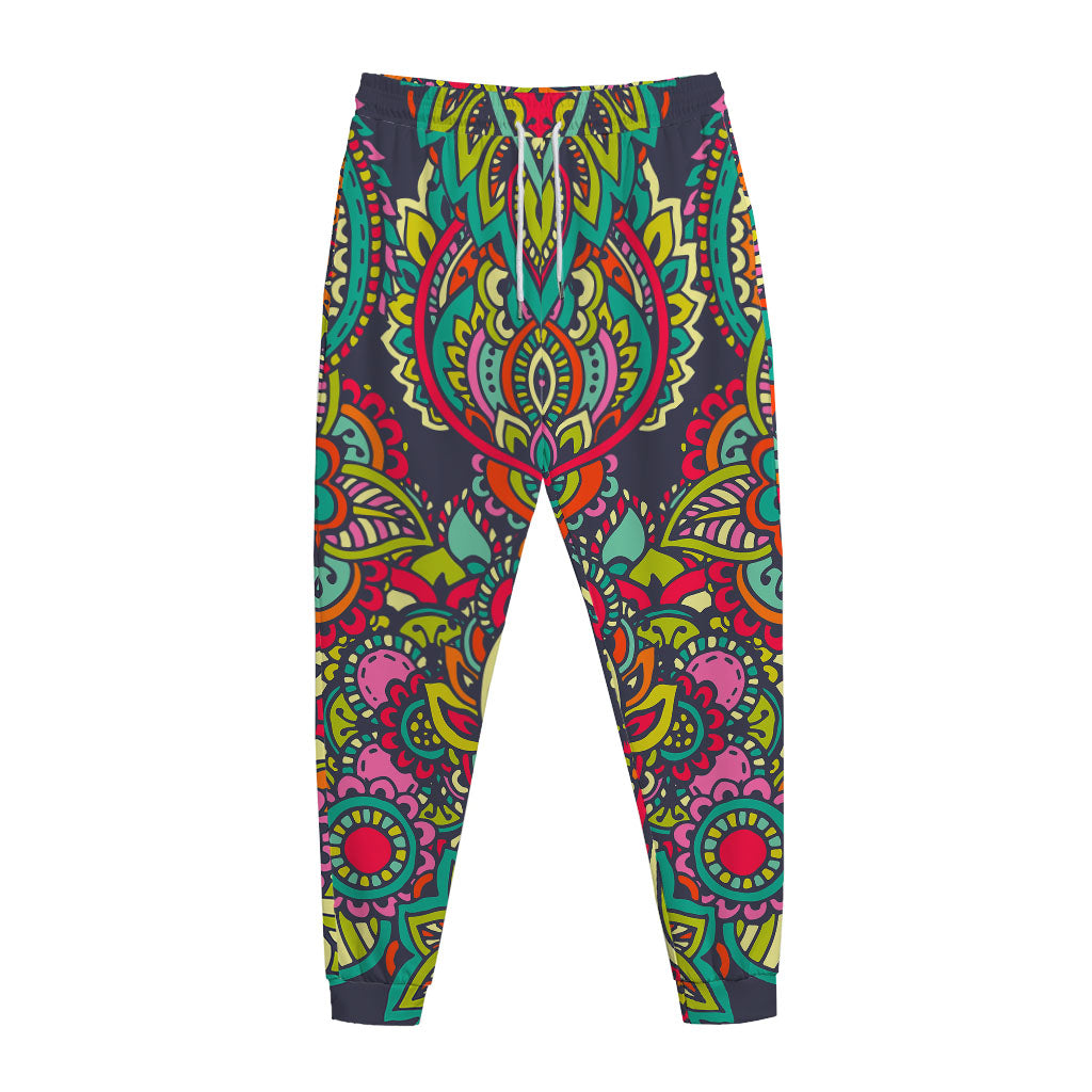 Colorful Floral Mandala Print Jogger Pants