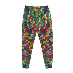 Colorful Floral Mandala Print Jogger Pants