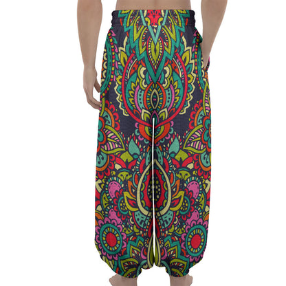 Colorful Floral Mandala Print Lantern Pants