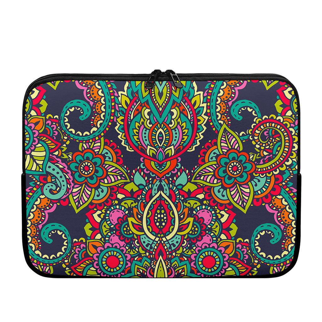 Colorful Floral Mandala Print Laptop Sleeve