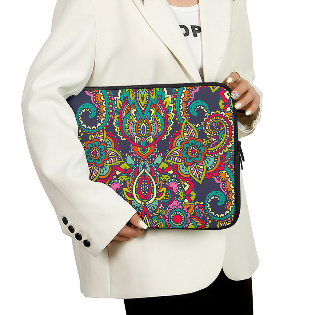 Colorful Floral Mandala Print Laptop Sleeve