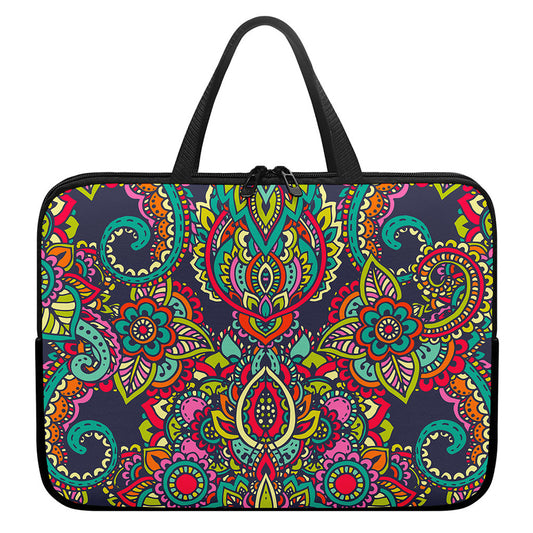 Colorful Floral Mandala Print Laptop Sleeve With Handle