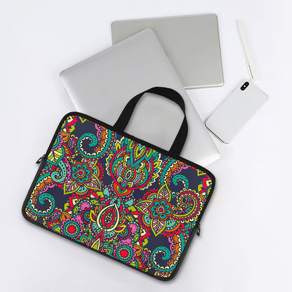 Colorful Floral Mandala Print Laptop Sleeve With Handle