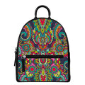 Colorful Floral Mandala Print Leather Backpack