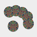 Colorful Floral Mandala Print Leather Coaster Set
