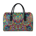 Colorful Floral Mandala Print Leather Duffel Bag