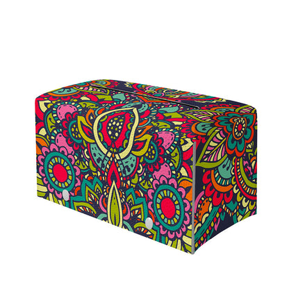 Colorful Floral Mandala Print Leather Tissue Box Cover