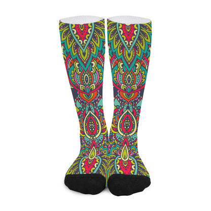 Colorful Floral Mandala Print Long Socks