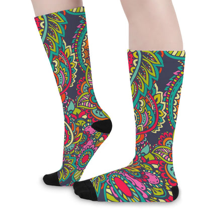 Colorful Floral Mandala Print Long Socks
