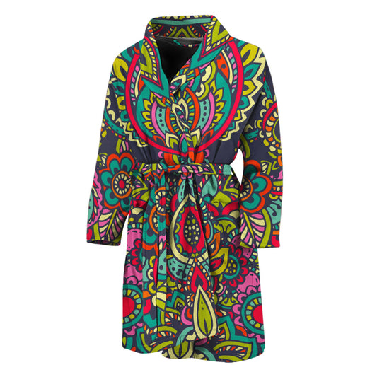 Colorful Floral Mandala Print Men's Bathrobe