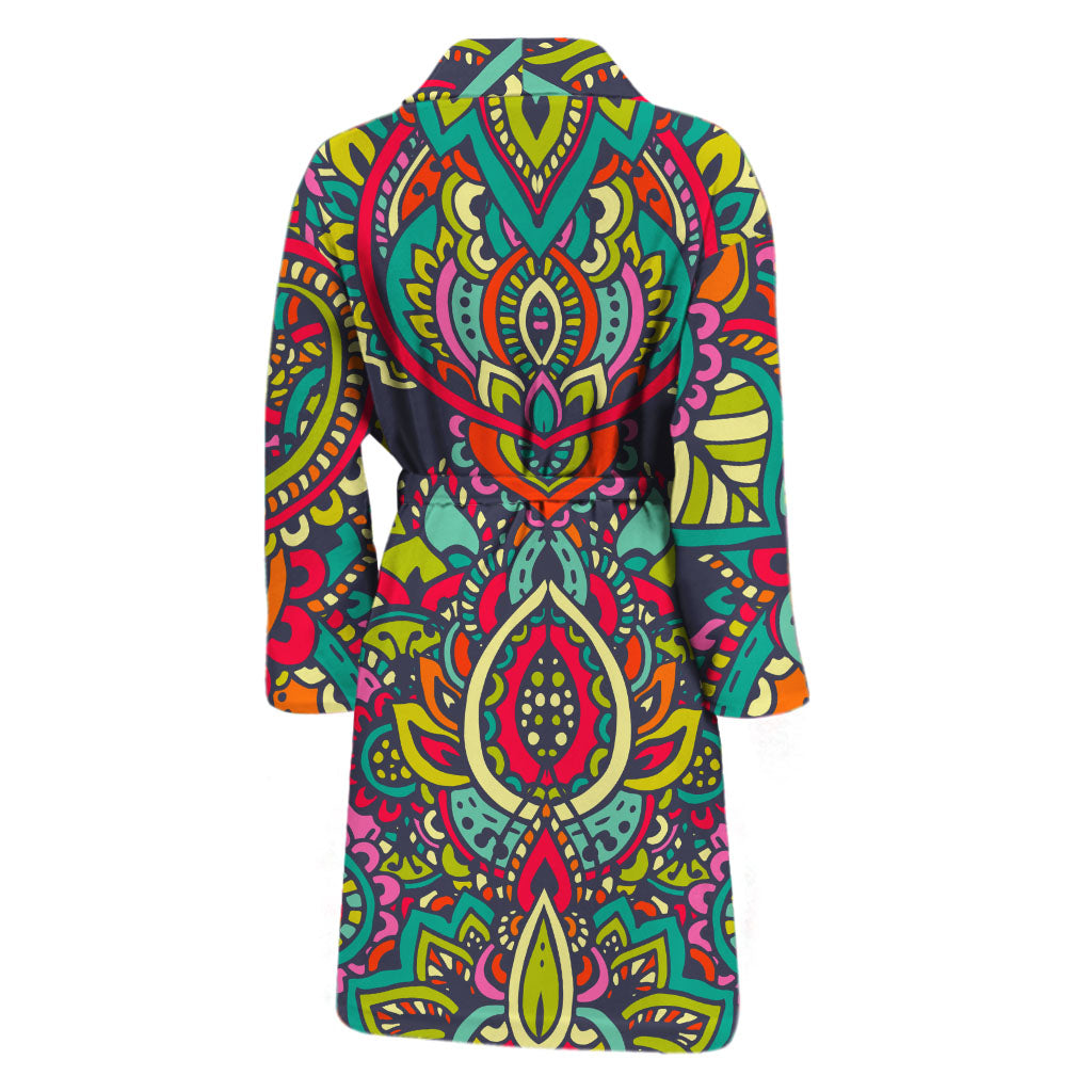 Colorful Floral Mandala Print Men's Bathrobe