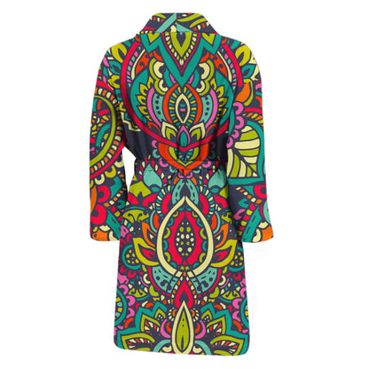 Colorful Floral Mandala Print Men's Bathrobe