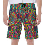 Colorful Floral Mandala Print Men's Beach Shorts