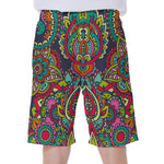 Colorful Floral Mandala Print Men's Beach Shorts