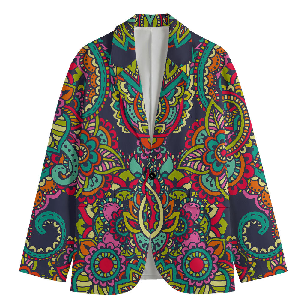Colorful Floral Mandala Print Men's Blazer