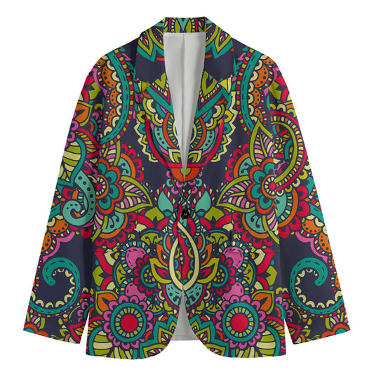 Colorful Floral Mandala Print Men's Blazer